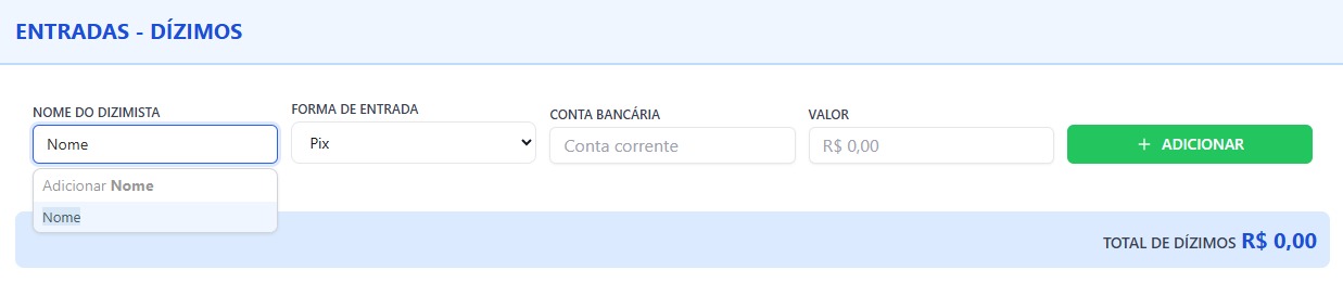 Formulário de dízimistas