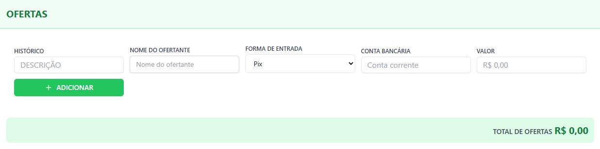 Formulário de ofertas
